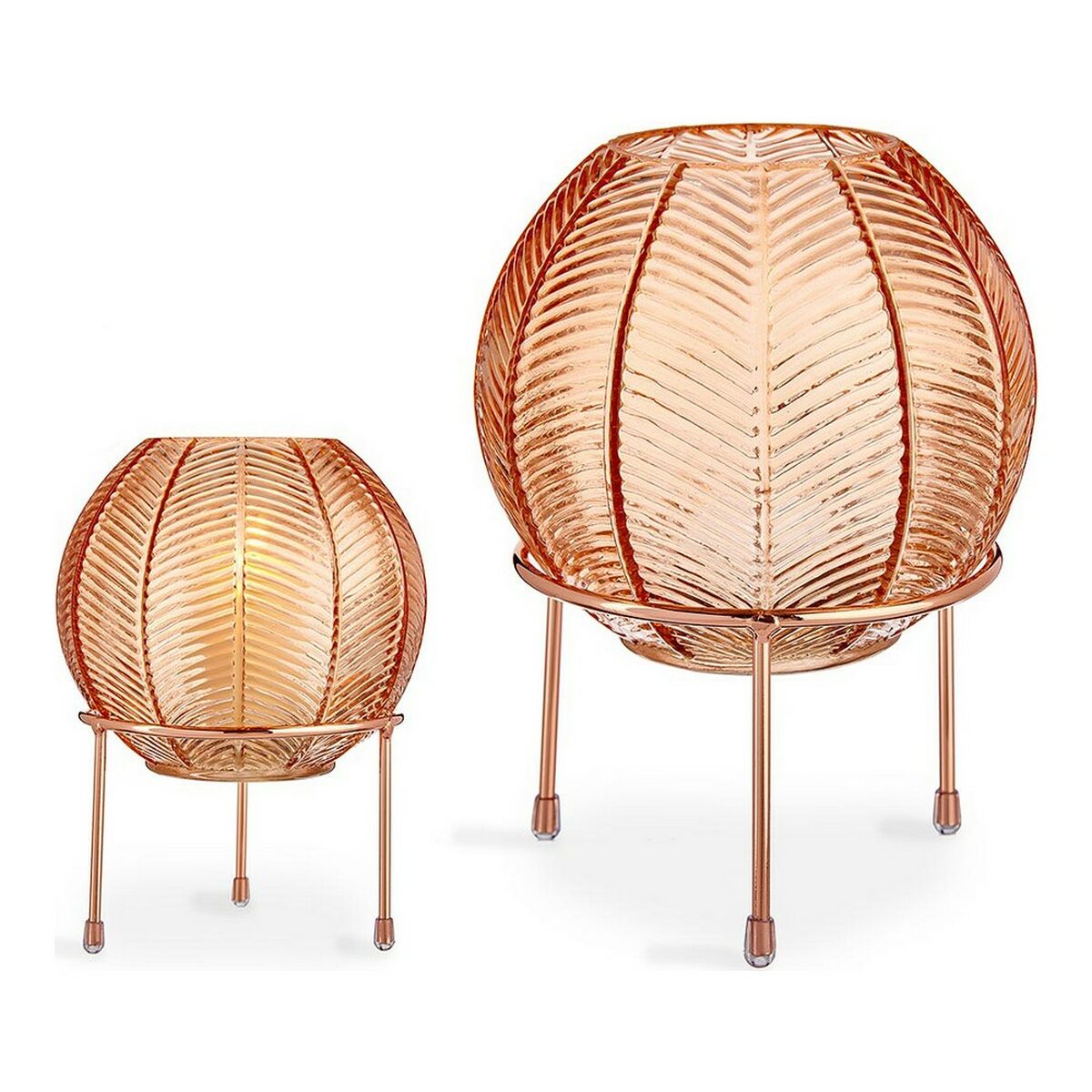 Vase Gift Decor Cuivre Ambre Métal verre Ballon 14,5 x 19,5 x 14,5 cm