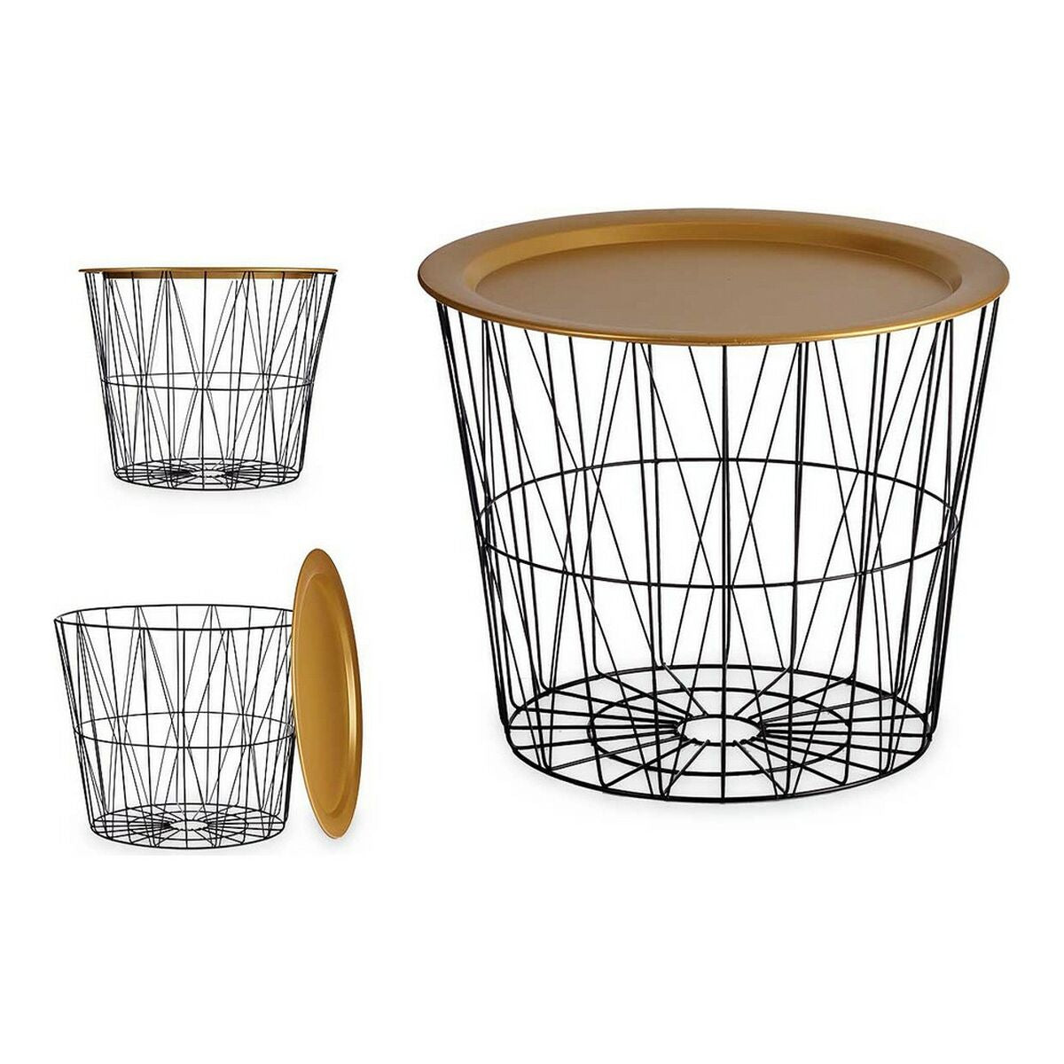 Table d'appoint Gift Decor Noir Doré 52 x 40 x 52 cm