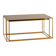 Jeu de 2 tables Gift Decor Noir Doré Métal Verre 55 x 40 x 90 cm