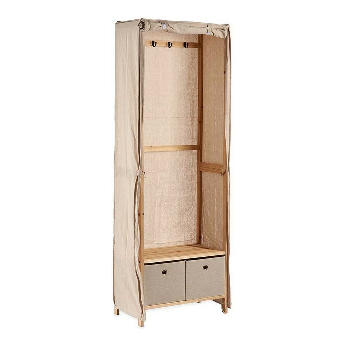 Porte-manteau Kipit Beige Bois Tissu 31,5 x 58 x 168 cm 58 x 168 x 31,5 cm