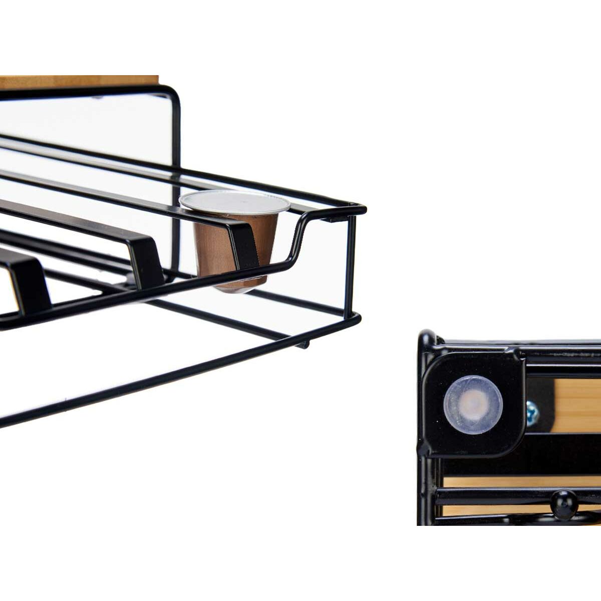 Organisateur de capsules de café Kinvara Marron Noir Naturel Métal Bambou 21 x 57 x 8,5 cm 21 x 7,5 x 31 cm 21 x 8,5 x 31 cm