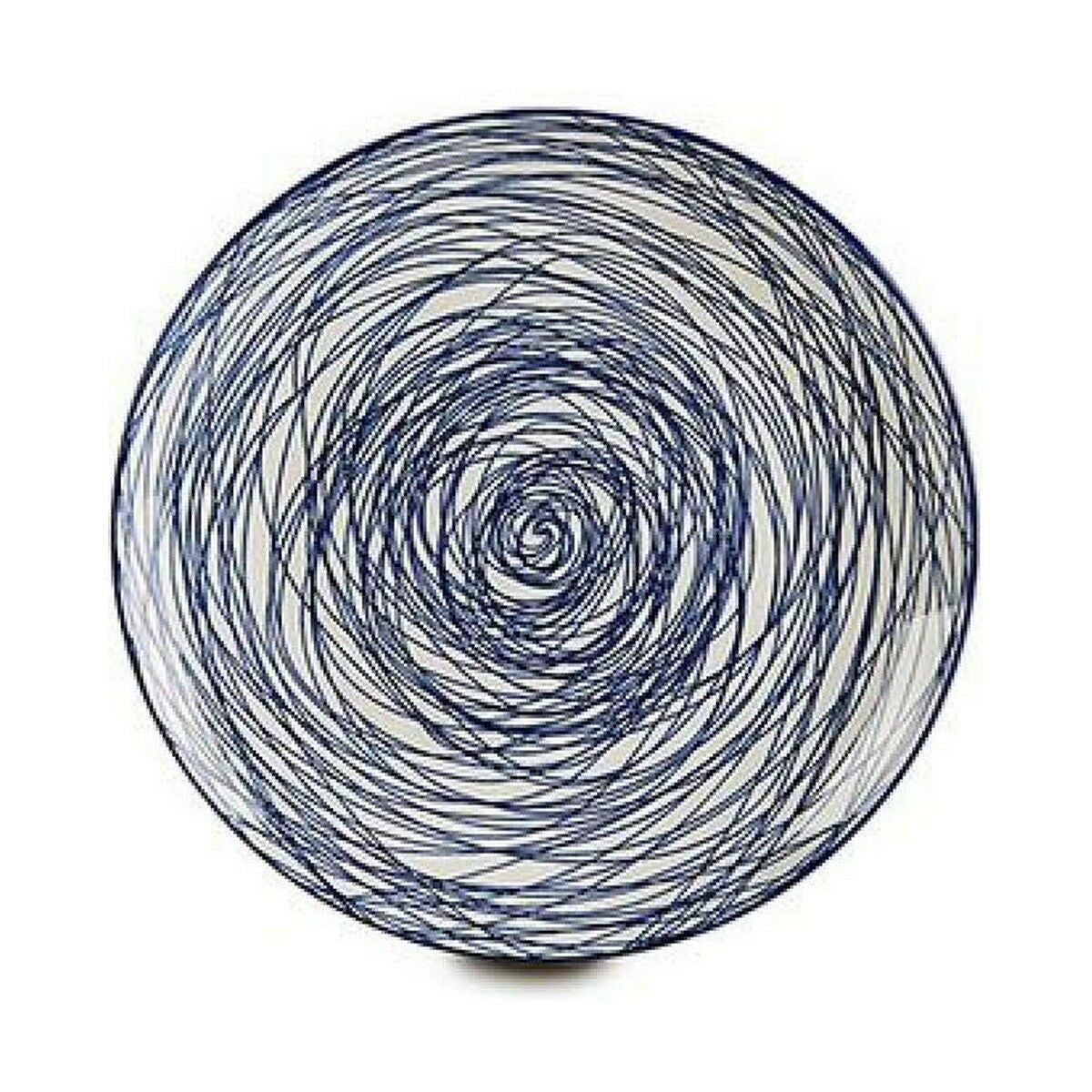 Assiette plate Vessia Bleu Blanc Porcelaine Rayures 24 x 2,8 x 24 cm