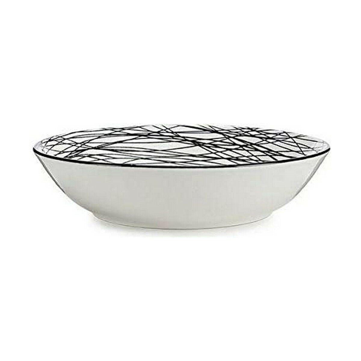 Assiette creuse Vessia Blanc Noir Porcelaine Rayures 20 x 4,7 x 20 cm