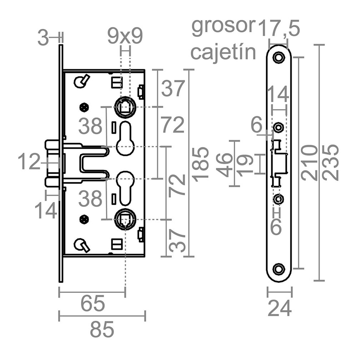 Serrure à mortaiser Micel Fer