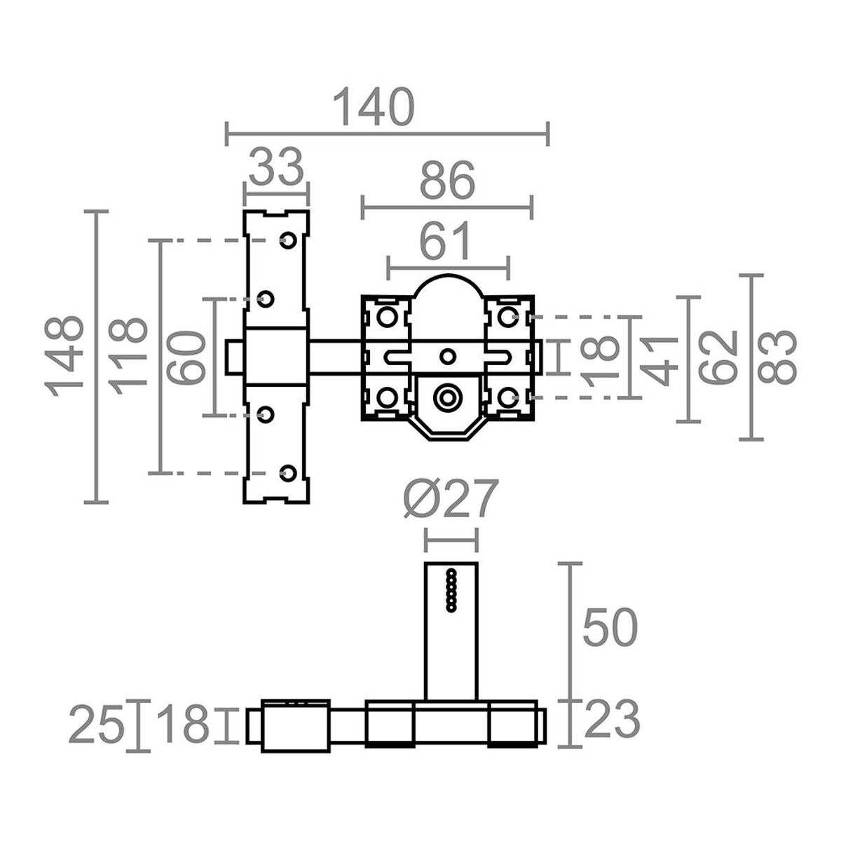 Serrure de sécurité Micel crr12 86b/50 mm Acier Gris 50 mm Recouvrir