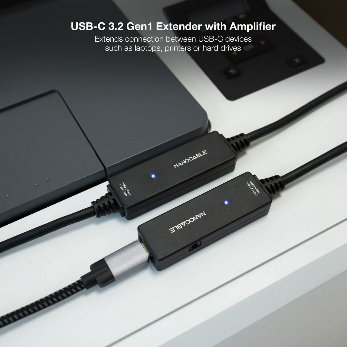 Câble USB NANOCABLE Cable USB 3.2 amplif. C/M-C/H 10 m Noir