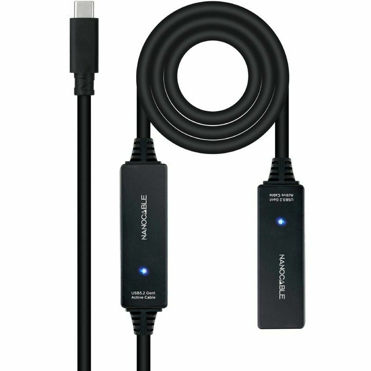 Câble USB NANOCABLE Cable USB 3.2 amplif. C/M-C/H 10 m Noir
