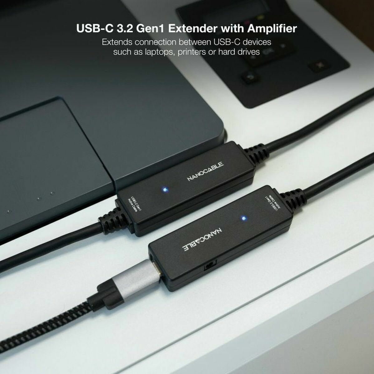 Câble USB NANOCABLE Cable USB 3.2 amplif. C/M-C/H 10 m Noir