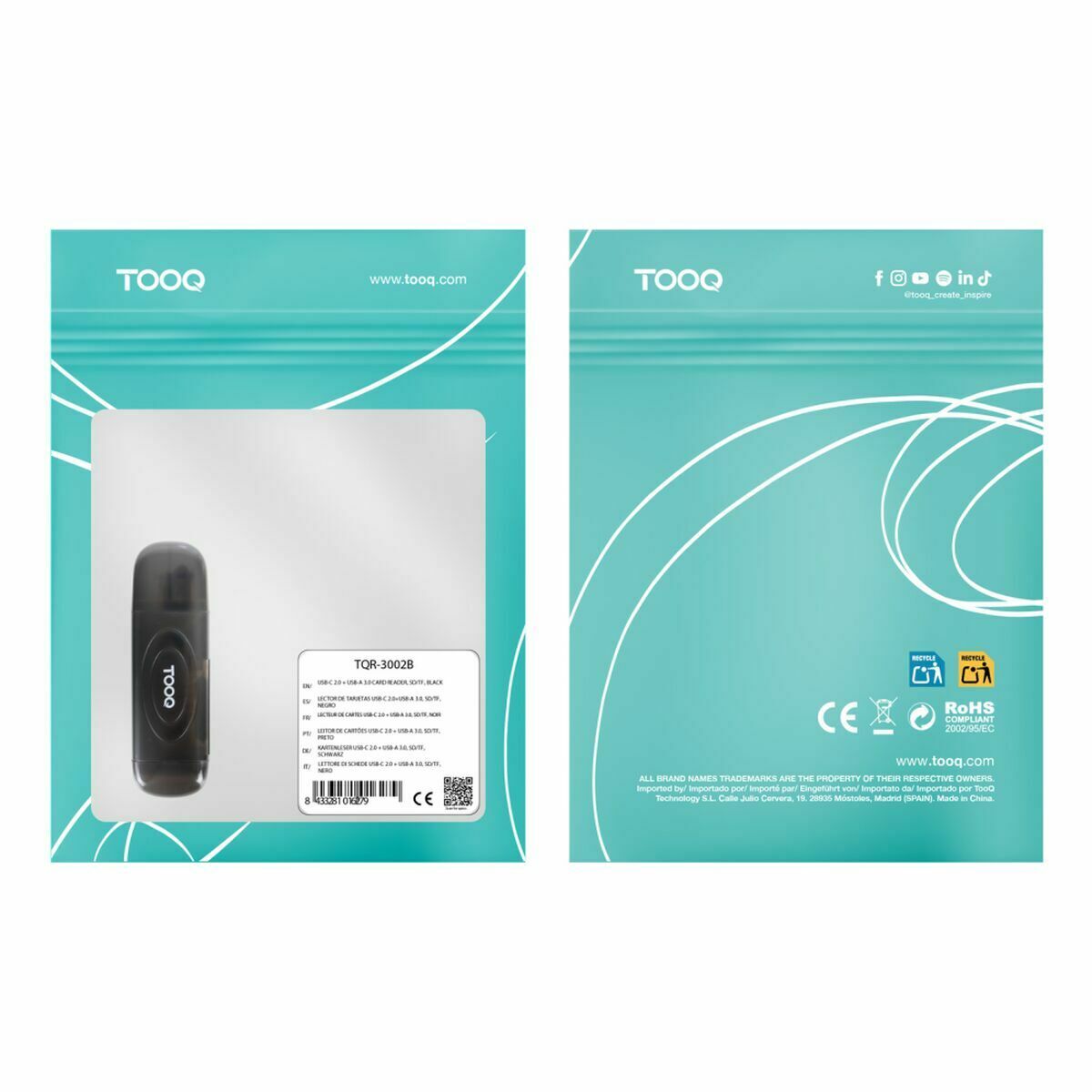 Lecteur de Cartes TooQ TQR-3002B Noir