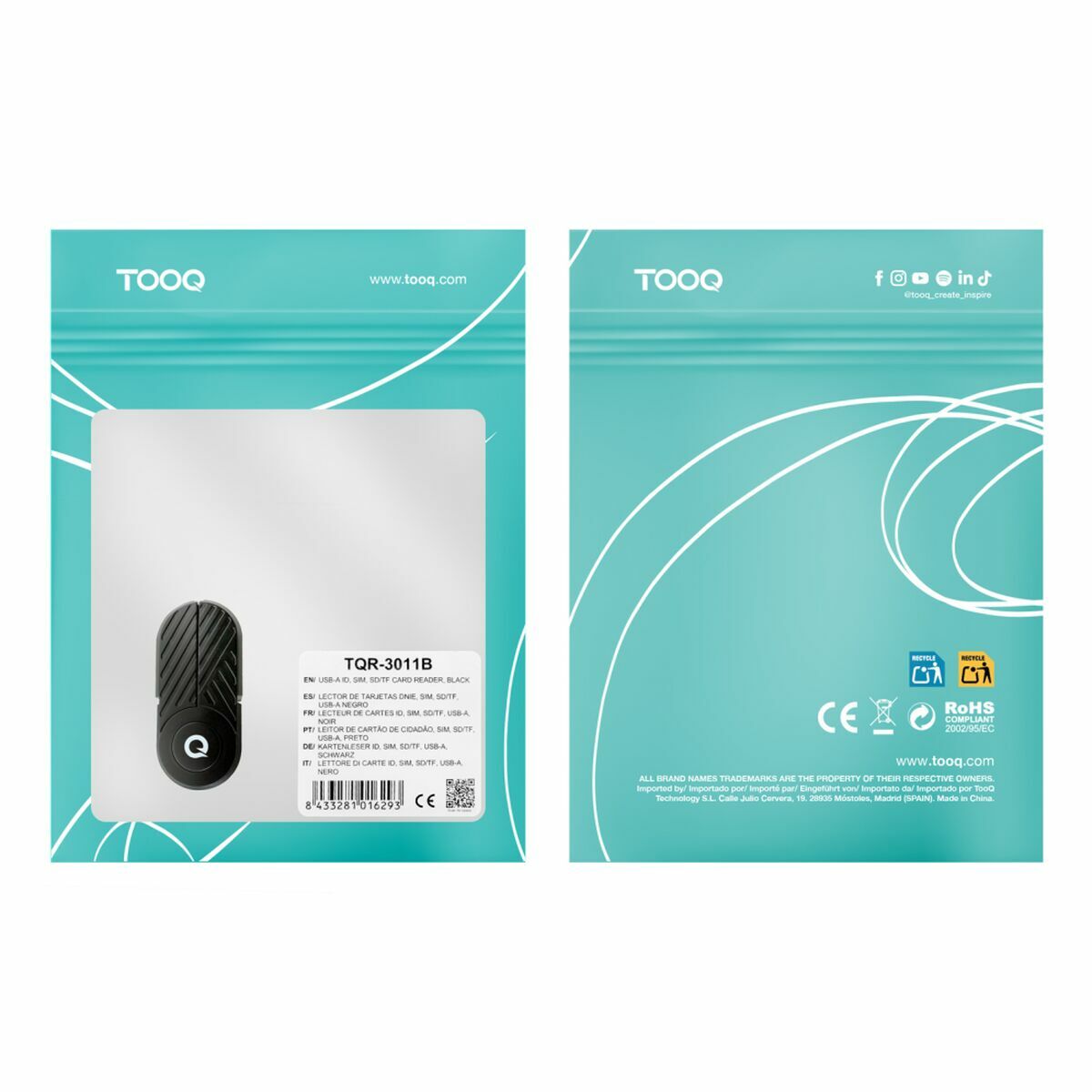 Lecteur de Cartes TooQ TQR-3011B Noir