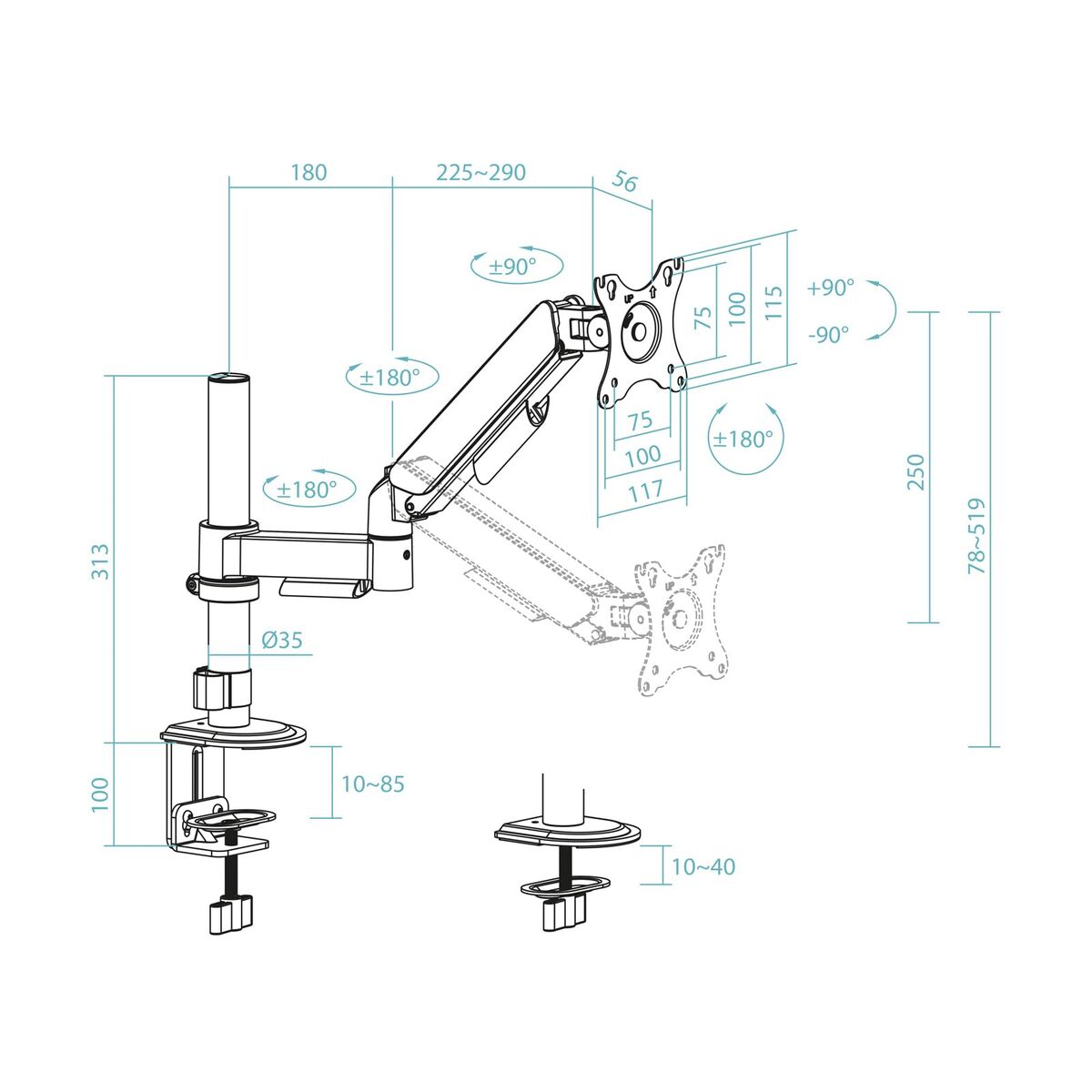 Monitor Gaming TooQ DB1532TNR-B 17"-32"