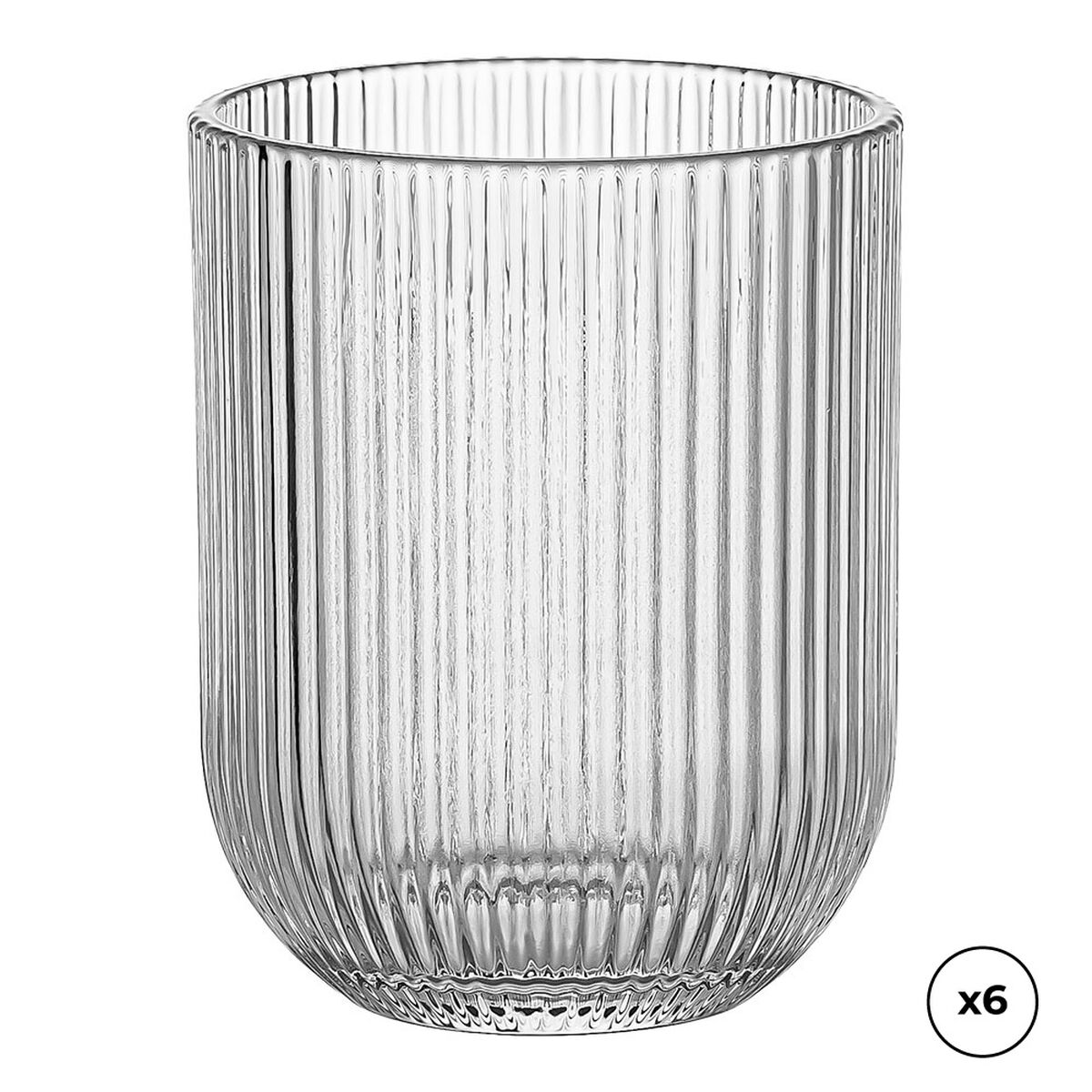 Set de Verres Ovenza Verre Avec relief A rayures 260 ml 6 Unités