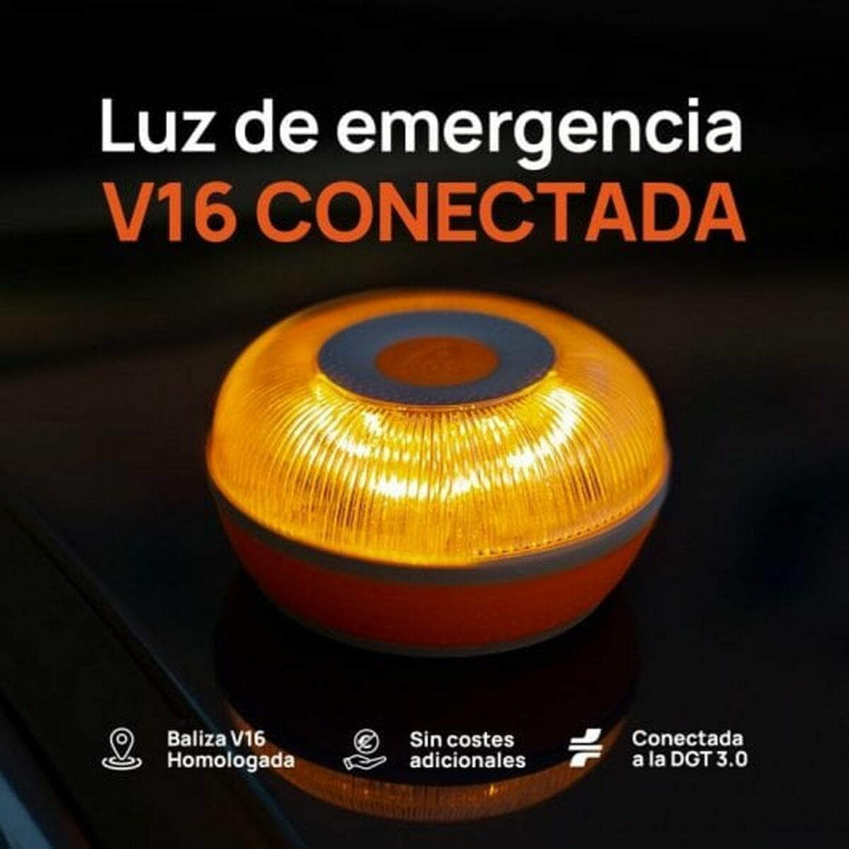 Balise d'urgence V16 connectée DGT 3.0 Flash Led SOS