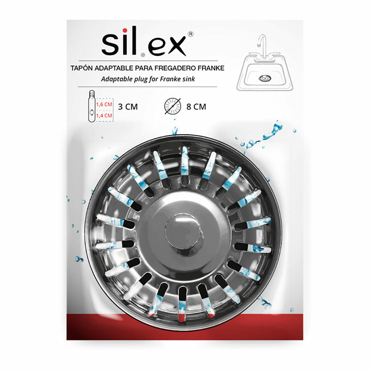 Filtre d'évier Silex Acier inoxydable Ø 8 cm Argenté