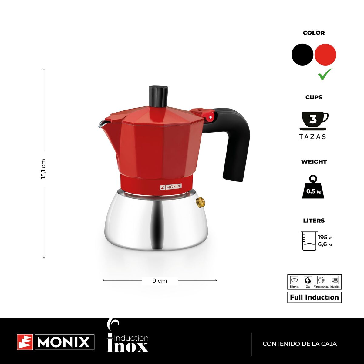 Cafetière Italienne BRA INOX RED 3T Rouge