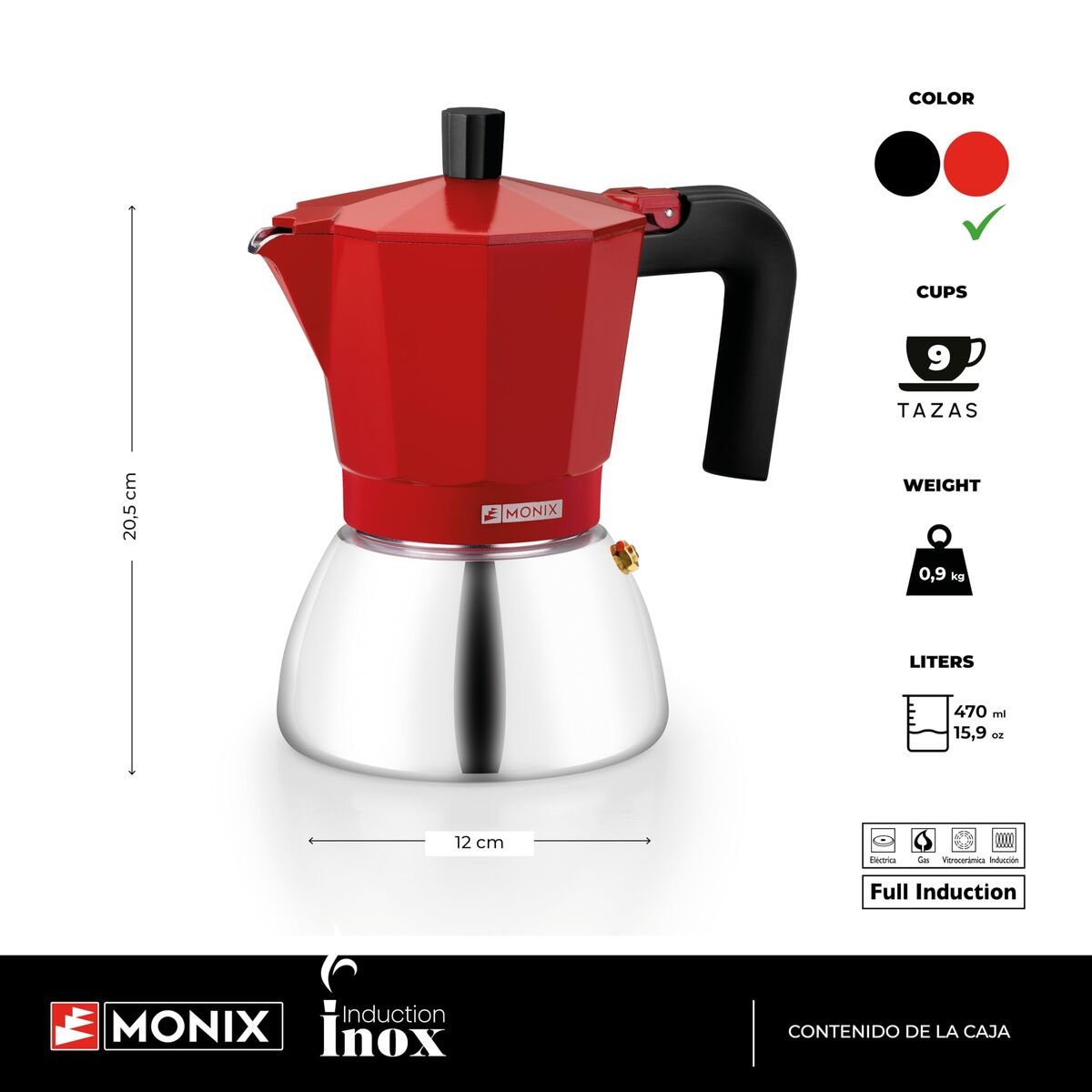 Cafetière Italienne BRA INOX RED 9T Rouge 470 ml