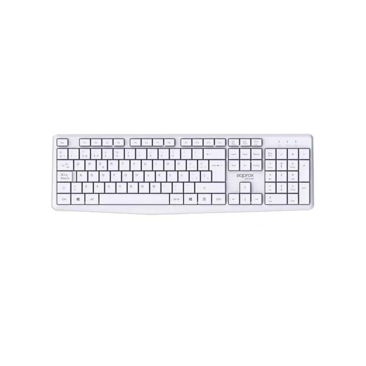 clavier et souris approx! X420W 1000DPI Blanc Espagnol Espagnol Qwerty