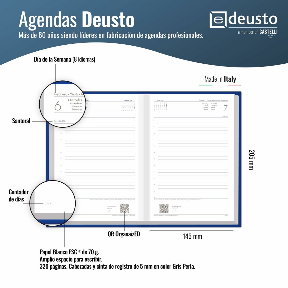 Livre de compte Deusto PREMIUM Vert A5 14,5 x 20,5 cm 2026