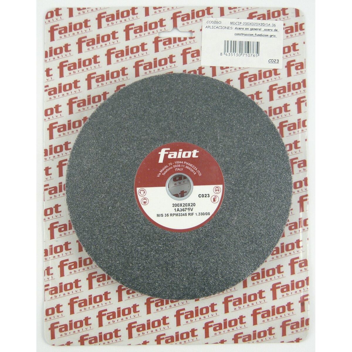 Meule abrasive FAIOT 1A-36 200 mm Gris
