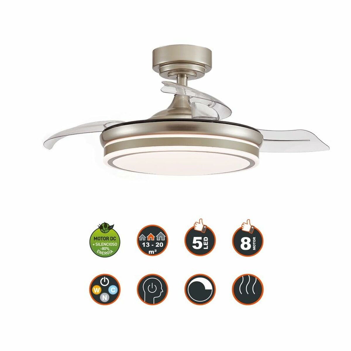 Ventilateur de Plafond CristalRecord Transparent Métal Ø 92 cm