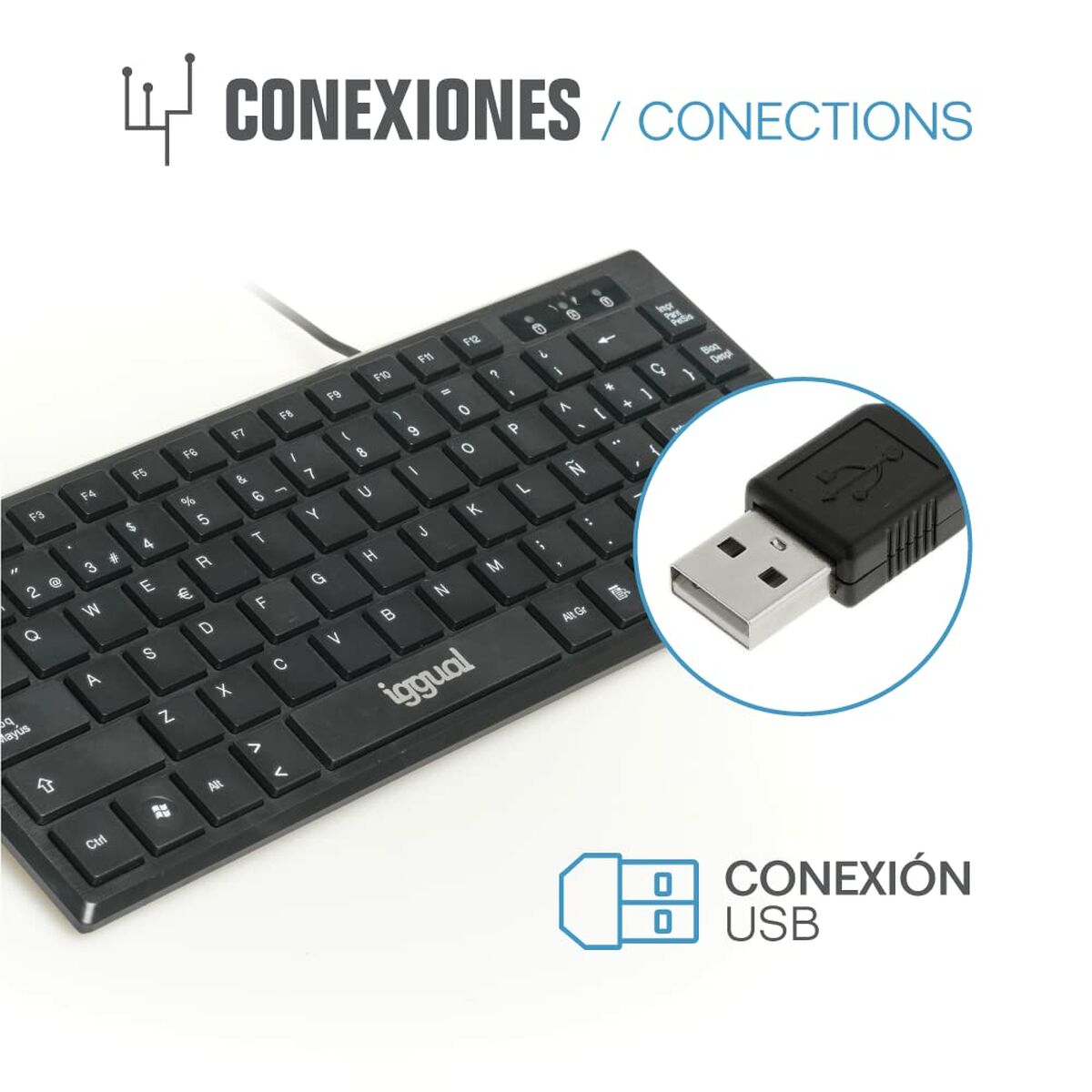Clavier iggual Teclado USB compacto TKL Slim TKL-USB negro Noir