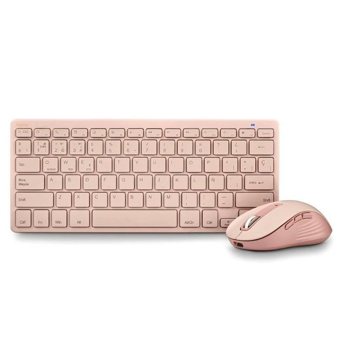 clavier et souris NGS FANTASYKITPINK Rose Espagnol Qwerty QWERTY