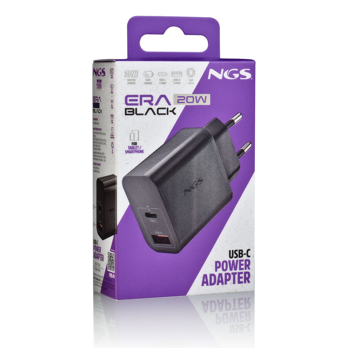 Chargeur d'ordinateur portable NGS ERA20WBLACK 20 W Noir