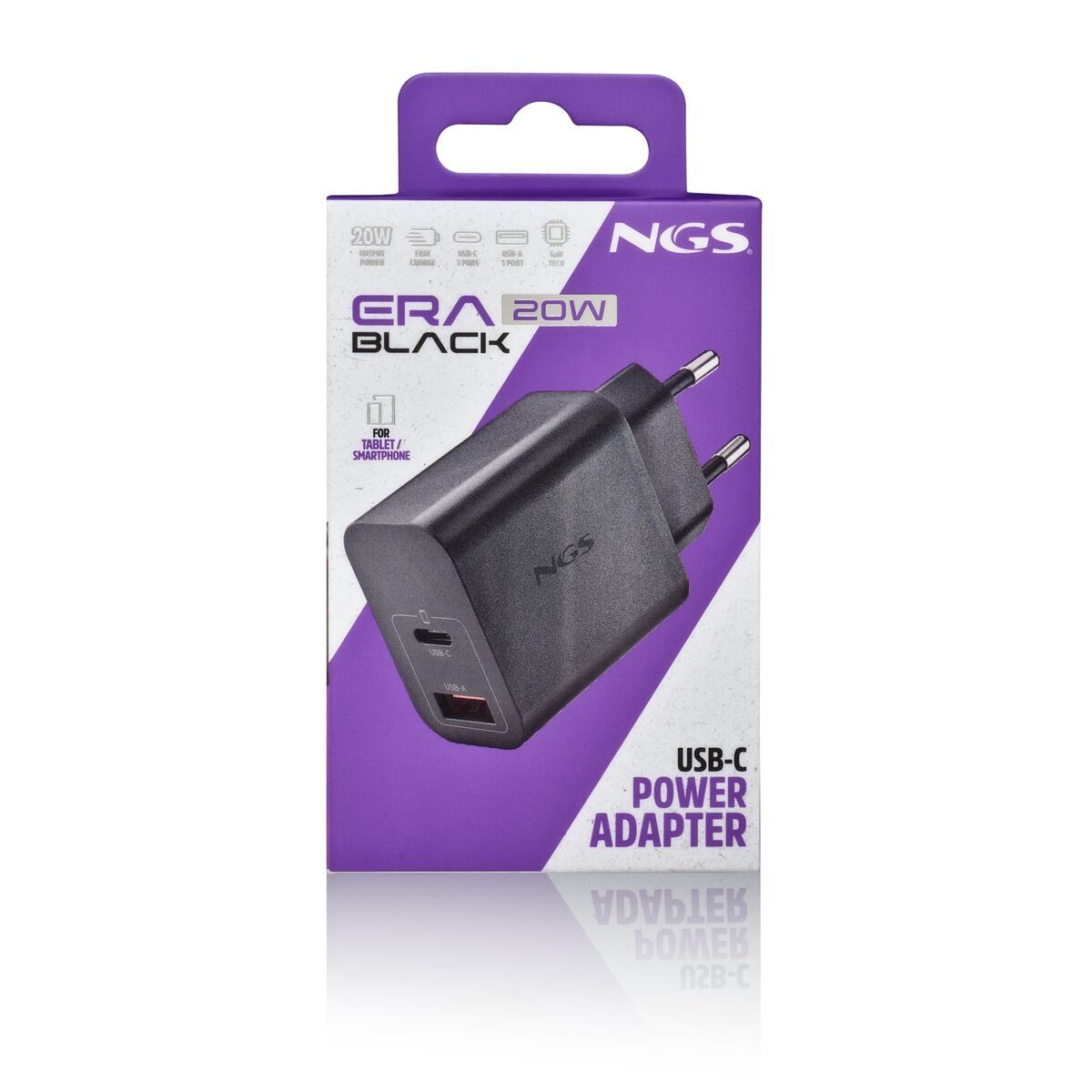 Chargeur d'ordinateur portable NGS ERA20WBLACK 20 W Noir