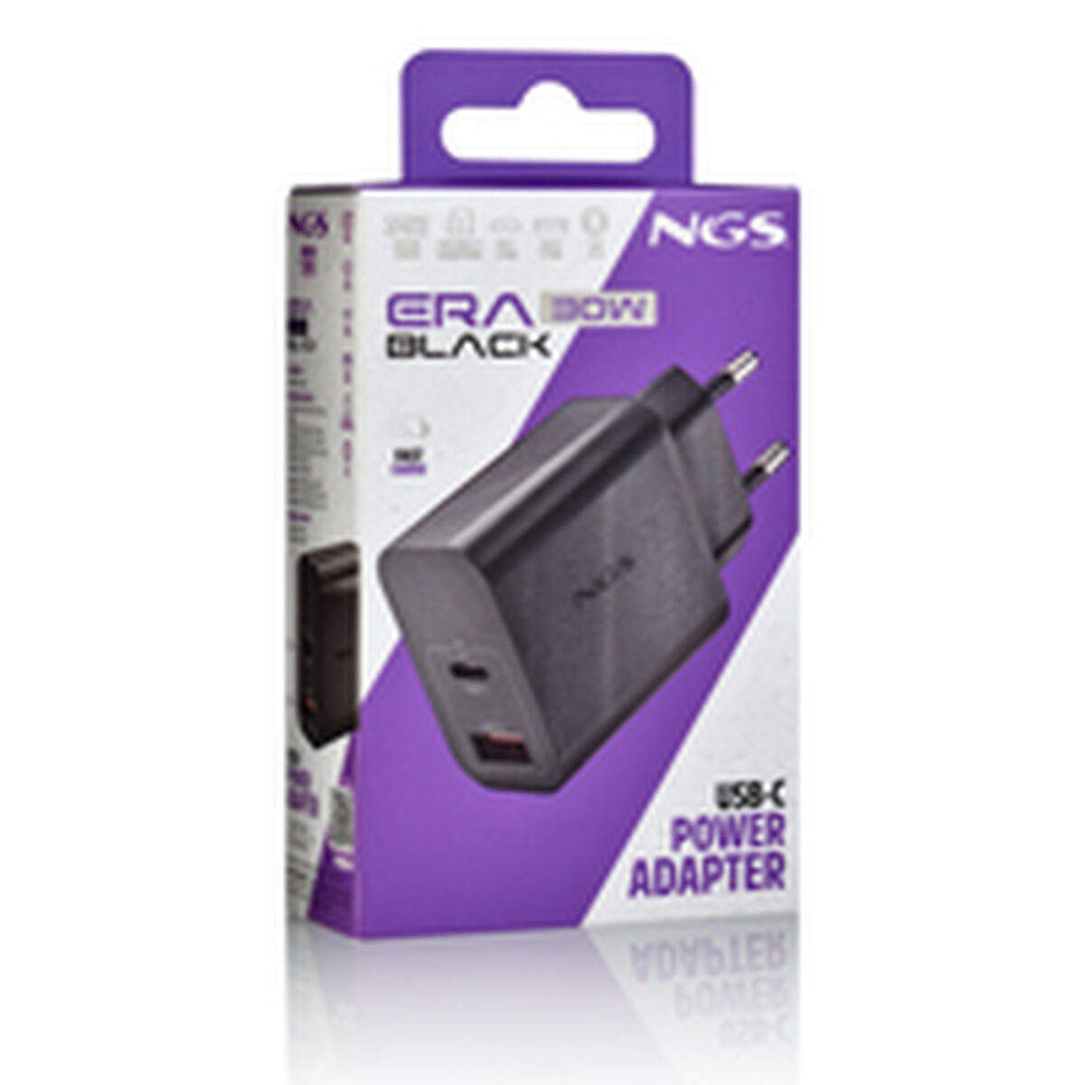 Chargeur d'ordinateur portable NGS ERA30WBLACK 30 W Noir