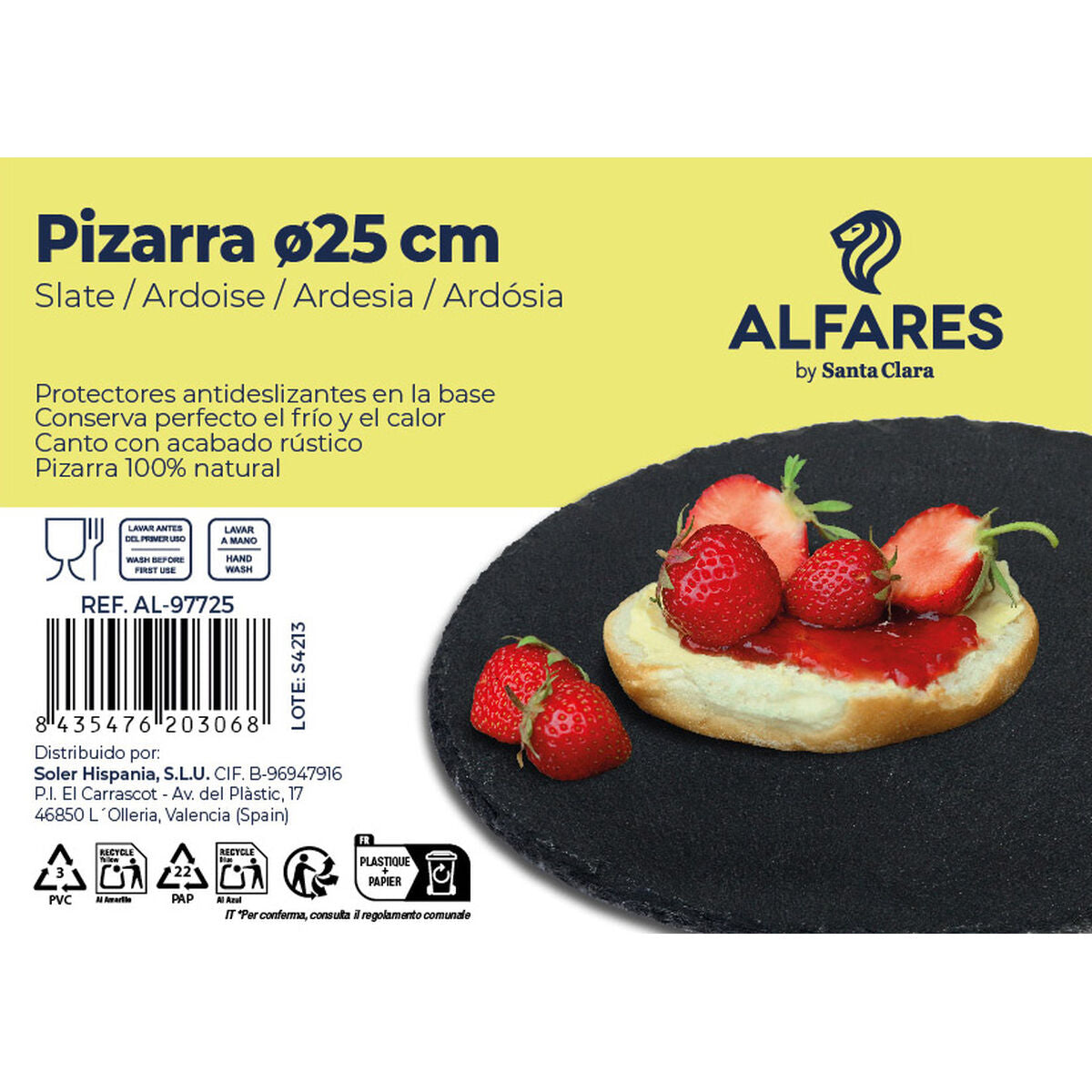 Assiette plate Santa Clara Alfares Ardoise (Ø 25 cm)