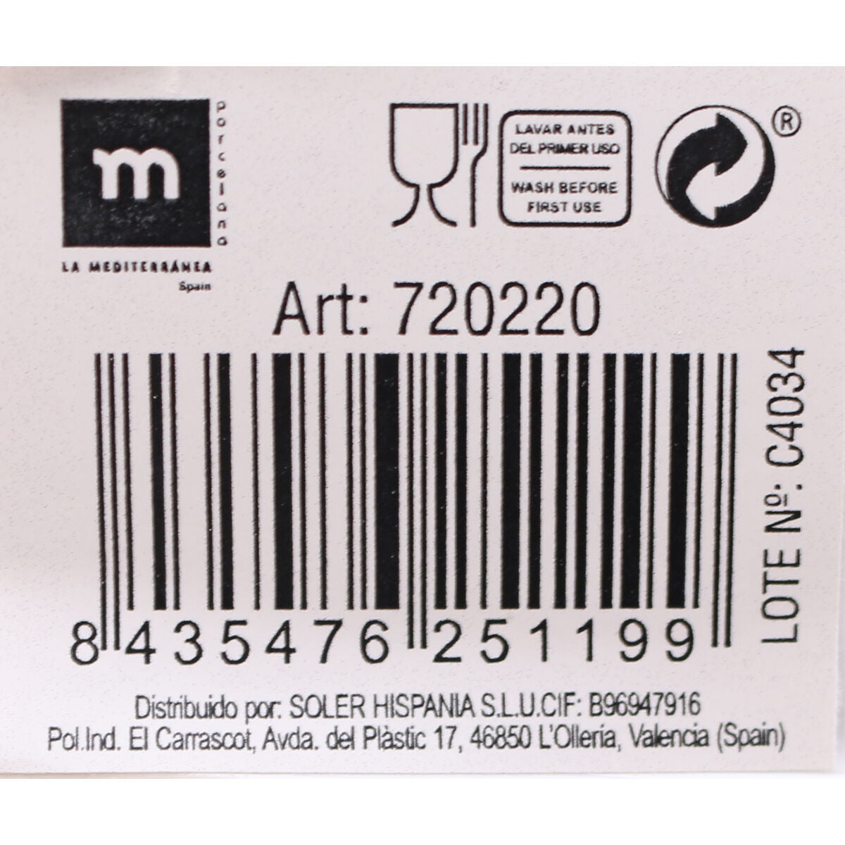 Plateau La Mediterránea Yummy Blanc Porcelaine 35,3 x 12 x 5 cm (35,3 x 12 x 5 cm)