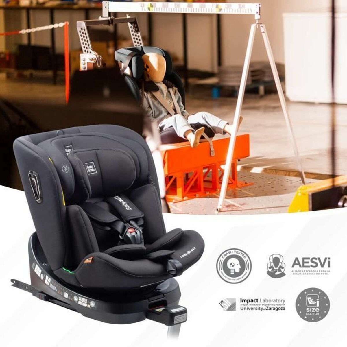 Siège de Voiture Babyauto Anthracite 0 (de 0 a 10 kilos) I (9 - 18 kg) II (15-25 kg) III (22 - 36 kg) Enfant ECE R129