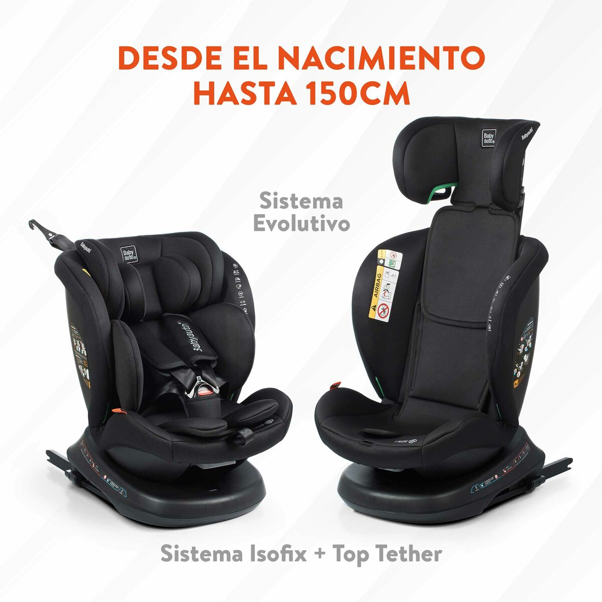 Siège de Voiture Babyauto RODIA Gris 0 (de 0 a 10 kilos) I (9 - 18 kg) II (15-25 kg) III (22 - 36 kg) Enfant ECE R129/04