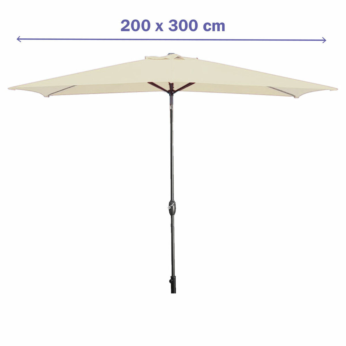 Marbueno Parasol Acier 8 Brins 200x300 cm Polyester Beige Jardin, Piscine, Terrasse