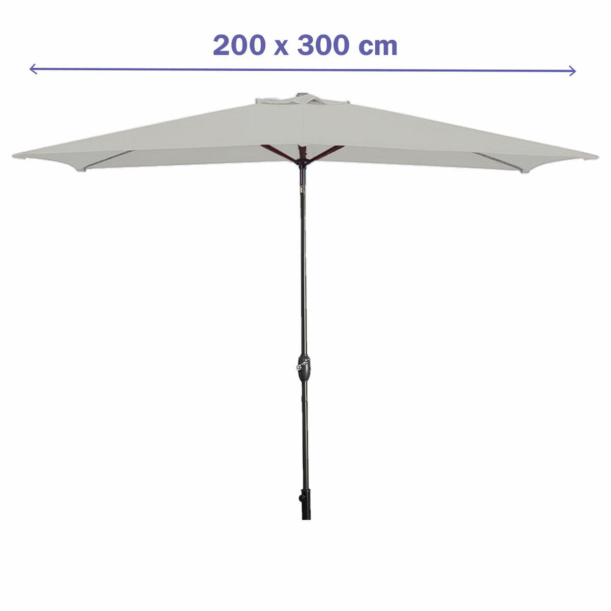 Marbueno Parasol Acier 8 Brins 200x300 cm Polyester Blanc Jardin Piscine Terrasse