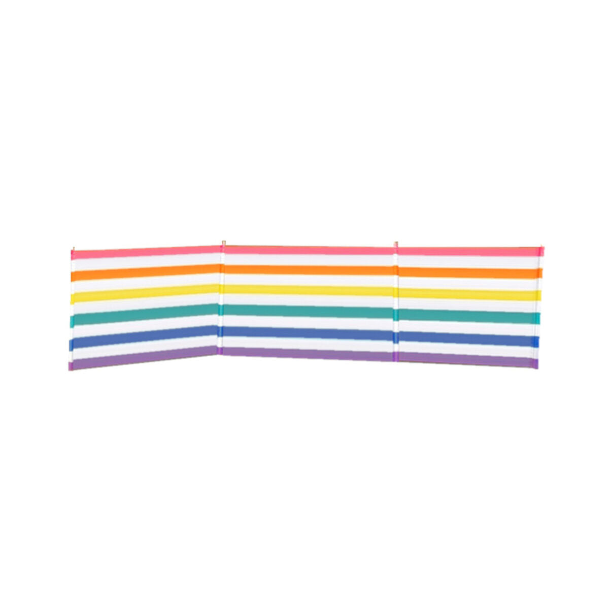 Paravent 4 Poteaux Acier Polyester Rayures Couleurs 360X80 cm Plage, Piscine, Jardin