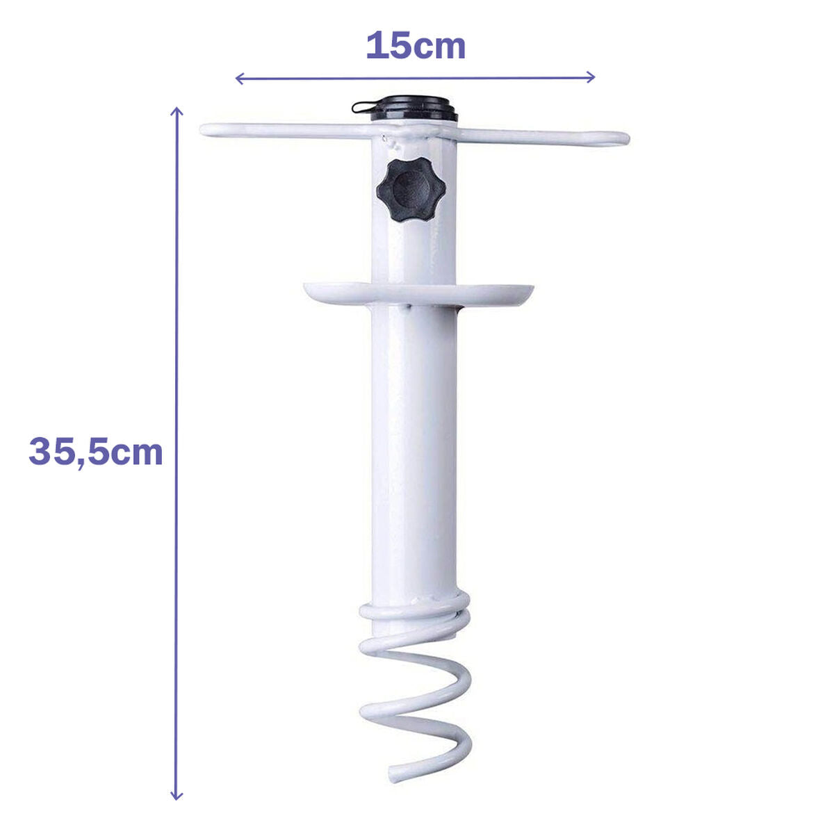 Marbueno Parasol Succion Acier Blanc 35,5x15x6 cm Plage et Jardin 10506