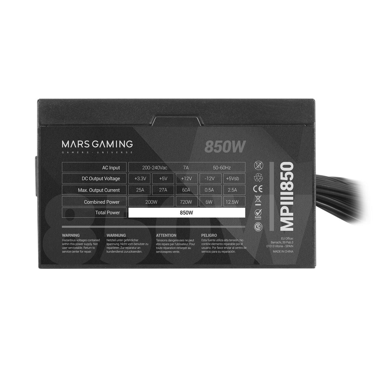 Bloc d’Alimentation Mars Gaming MPIII850 ATX 850 W