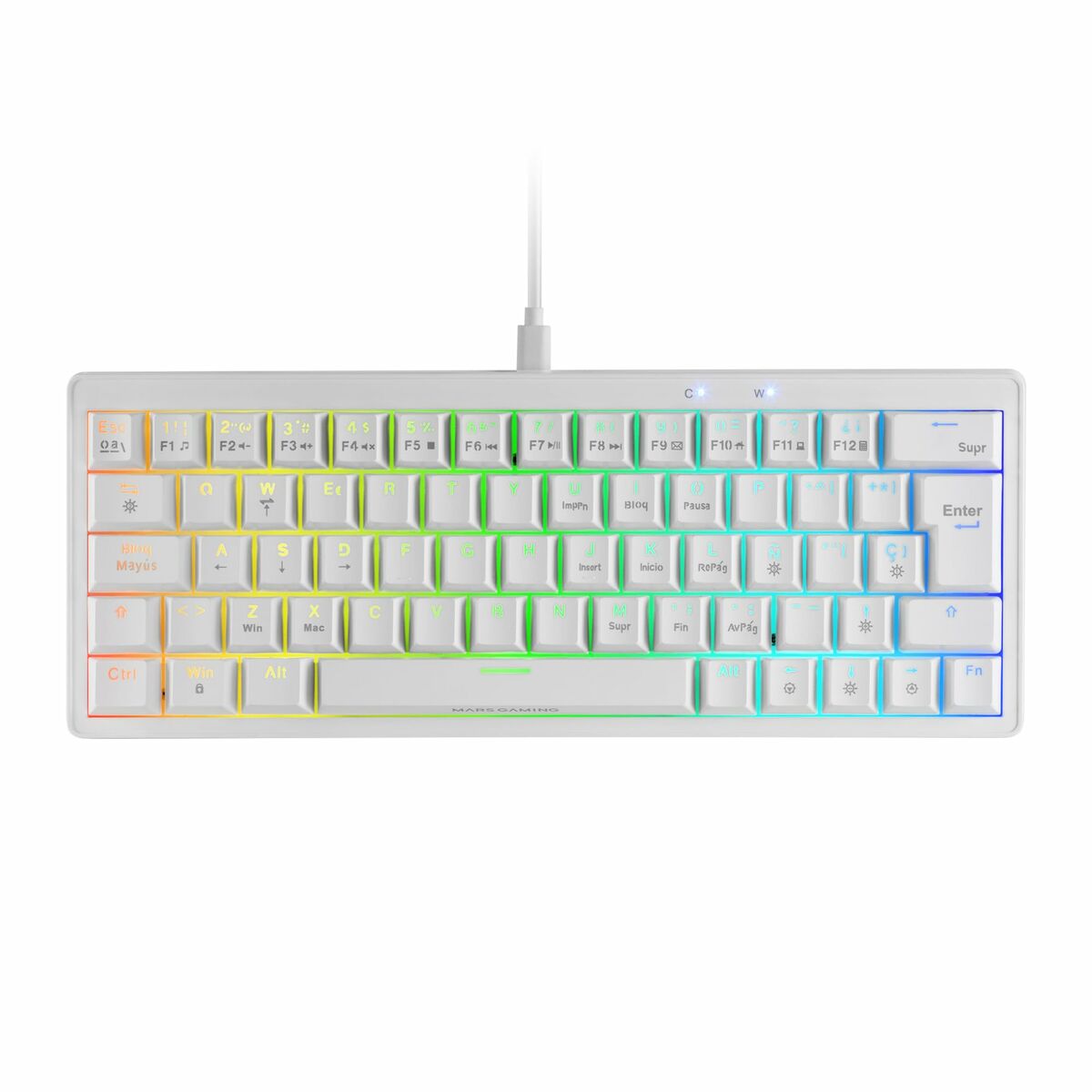 Clavier pour jeu Mars Gaming MKMINIPROWYES Blanc Qwerty US