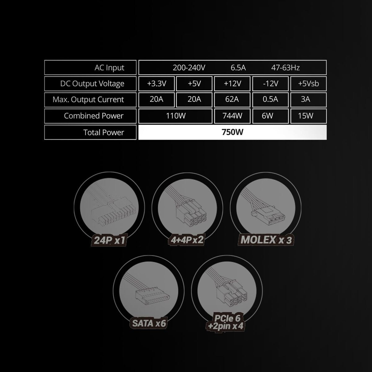 Bloc d’Alimentation Mars Gaming MPVU750SIM ATX 750 W 6 W 110 W 80 Plus Silver