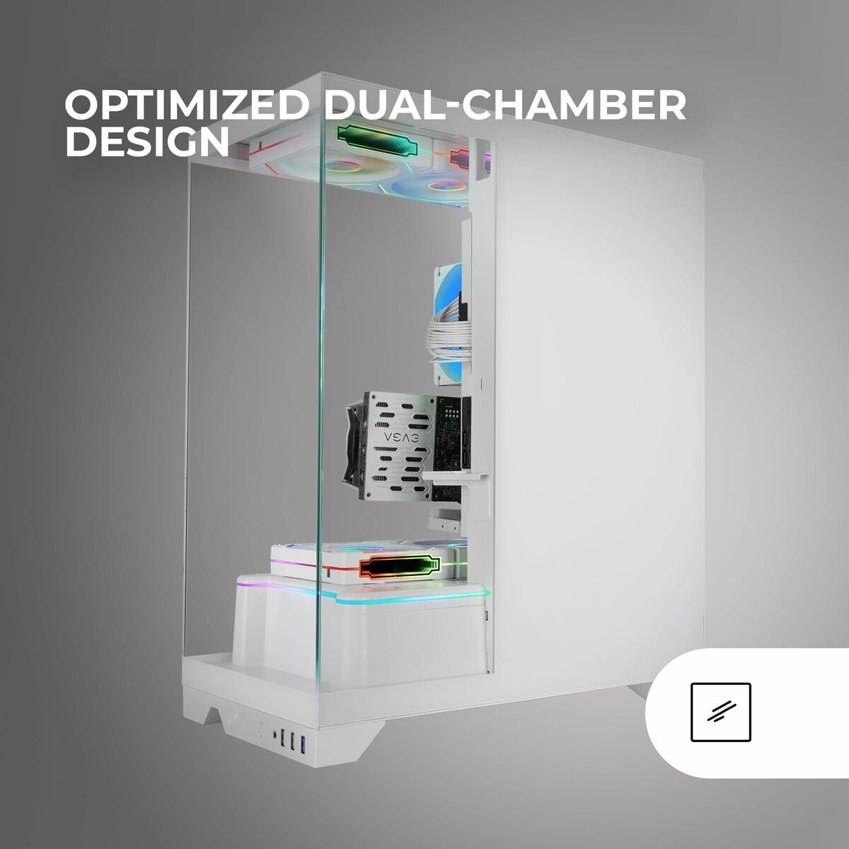 Boîtier ATX semi-tour Mars Gaming MCPRISMAW Blanc