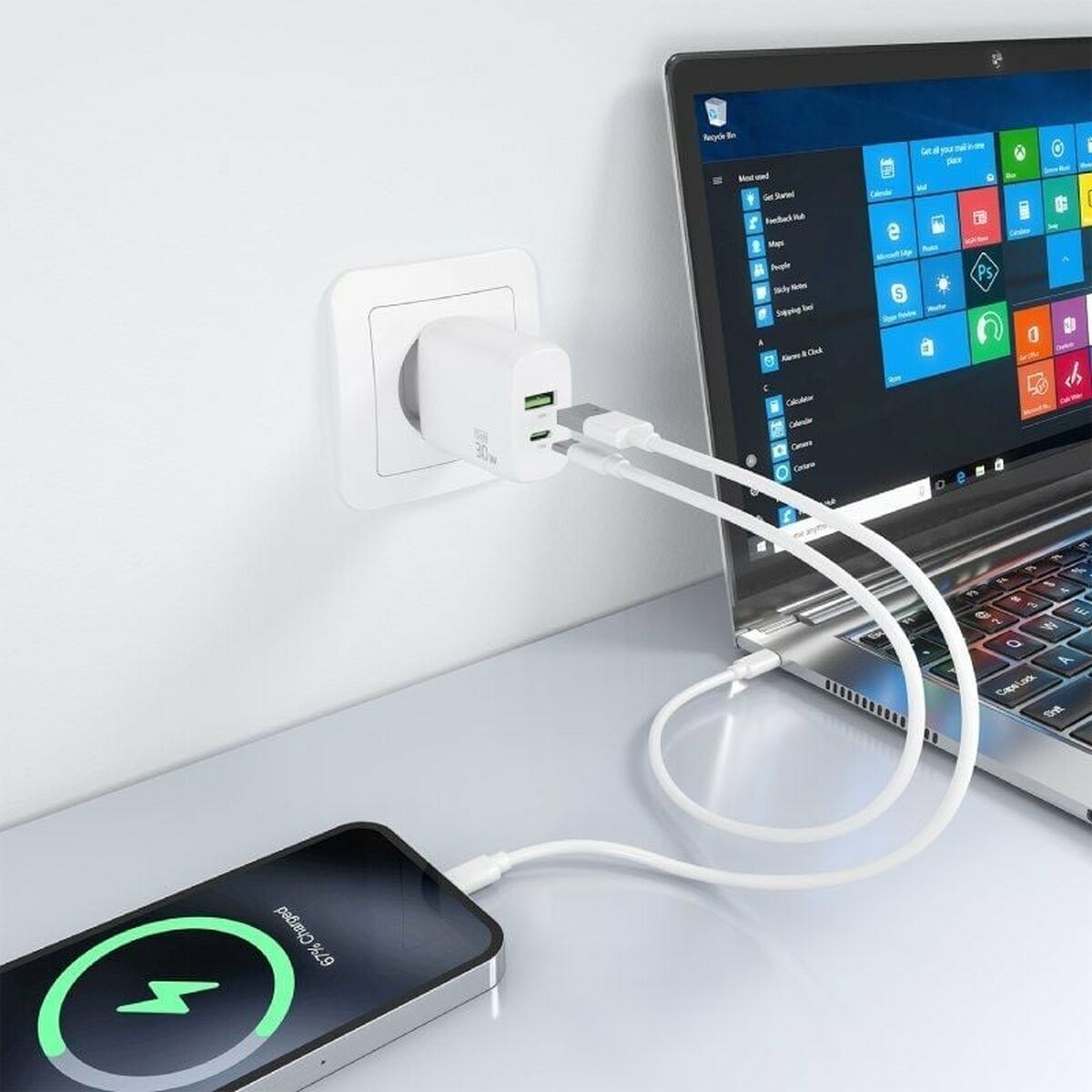 Chargeur mural Aisens A110-0923 Blanc 33 W 50 W