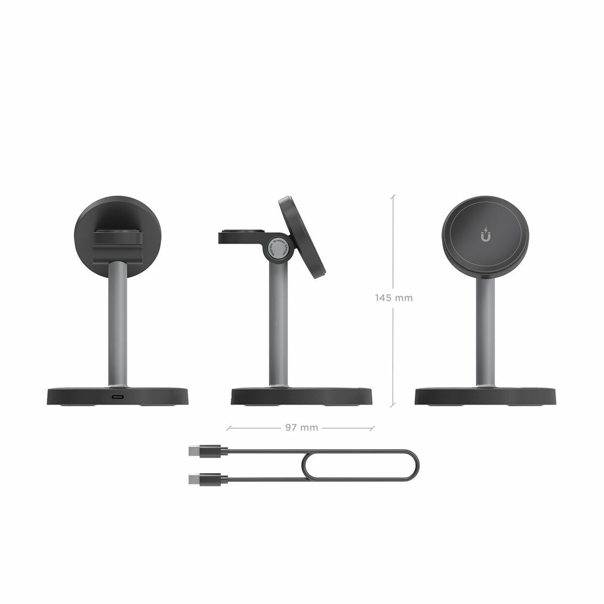 Chargeur sans fil Aisens ASCH-15W3WC066-BK Noir 15 W 50 W