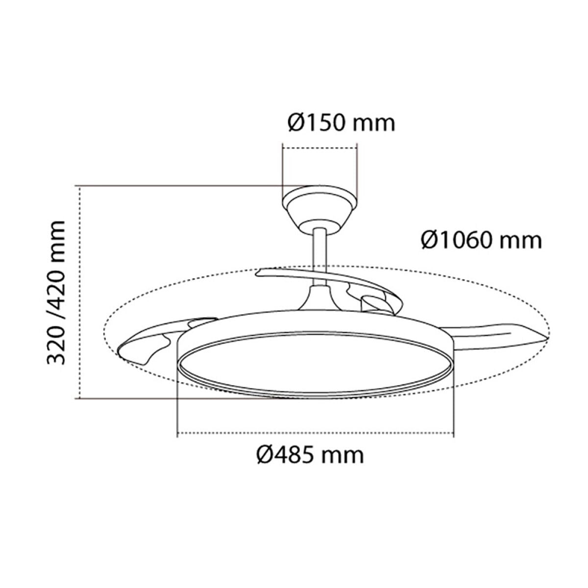 Ventilateur de Plafond avec Lumière CristalRecord Noir 43 W (3000 K) (4000 K)