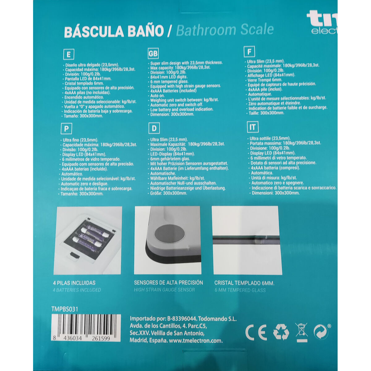 Balance Numérique de Salle de Bain TM Electron Noir