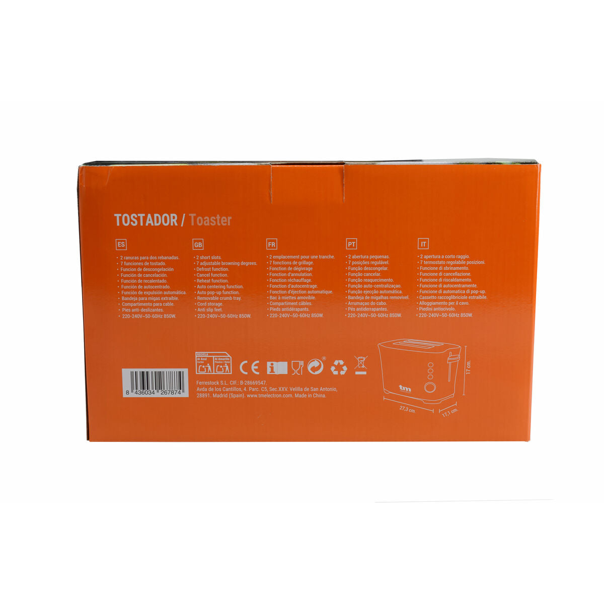 Grille-pain TM Electron 850 W