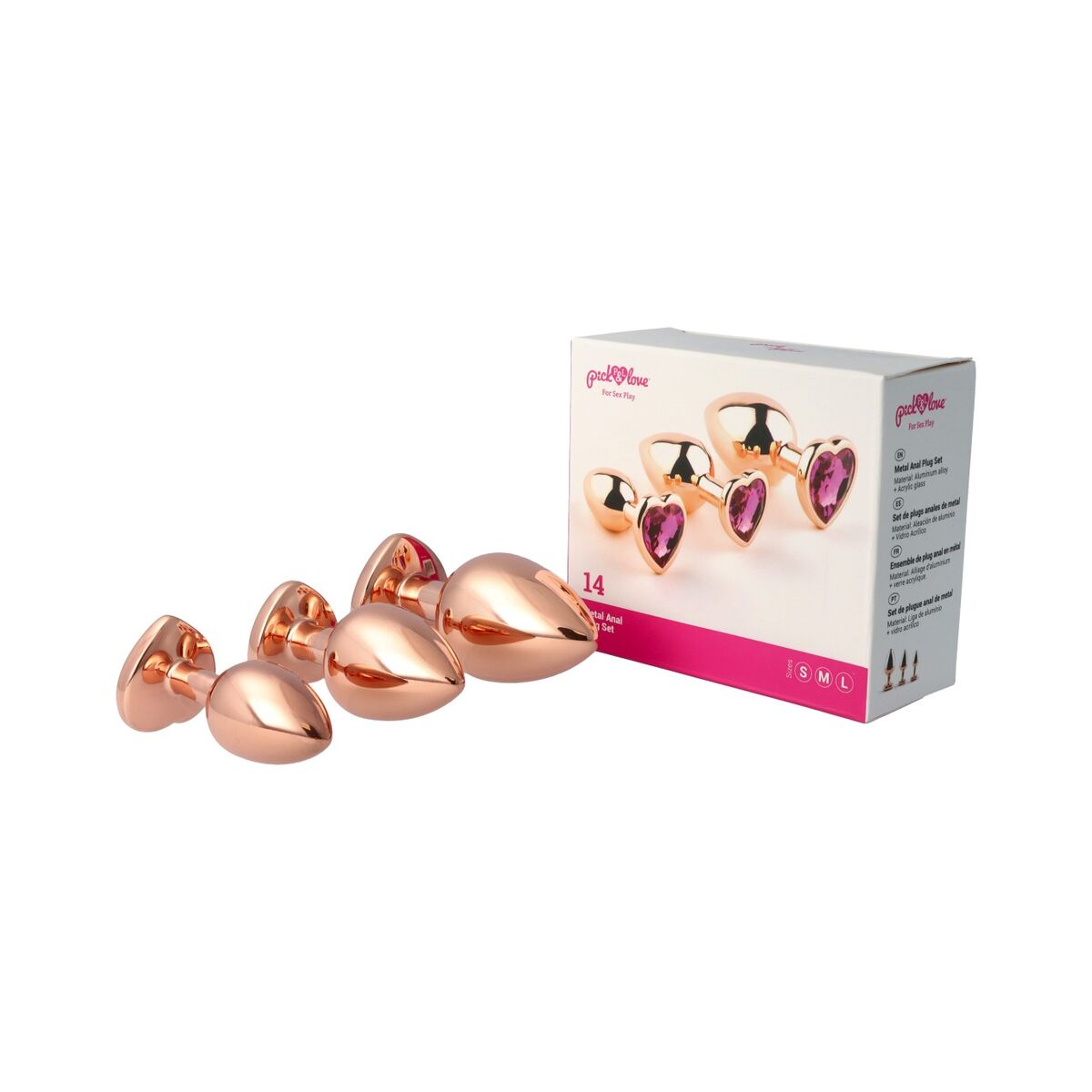 Plug Anal Pick&Love Nº 14 Doré 3 Pièces (8,3 cm) (9,5 cm) (7,6 cm)
