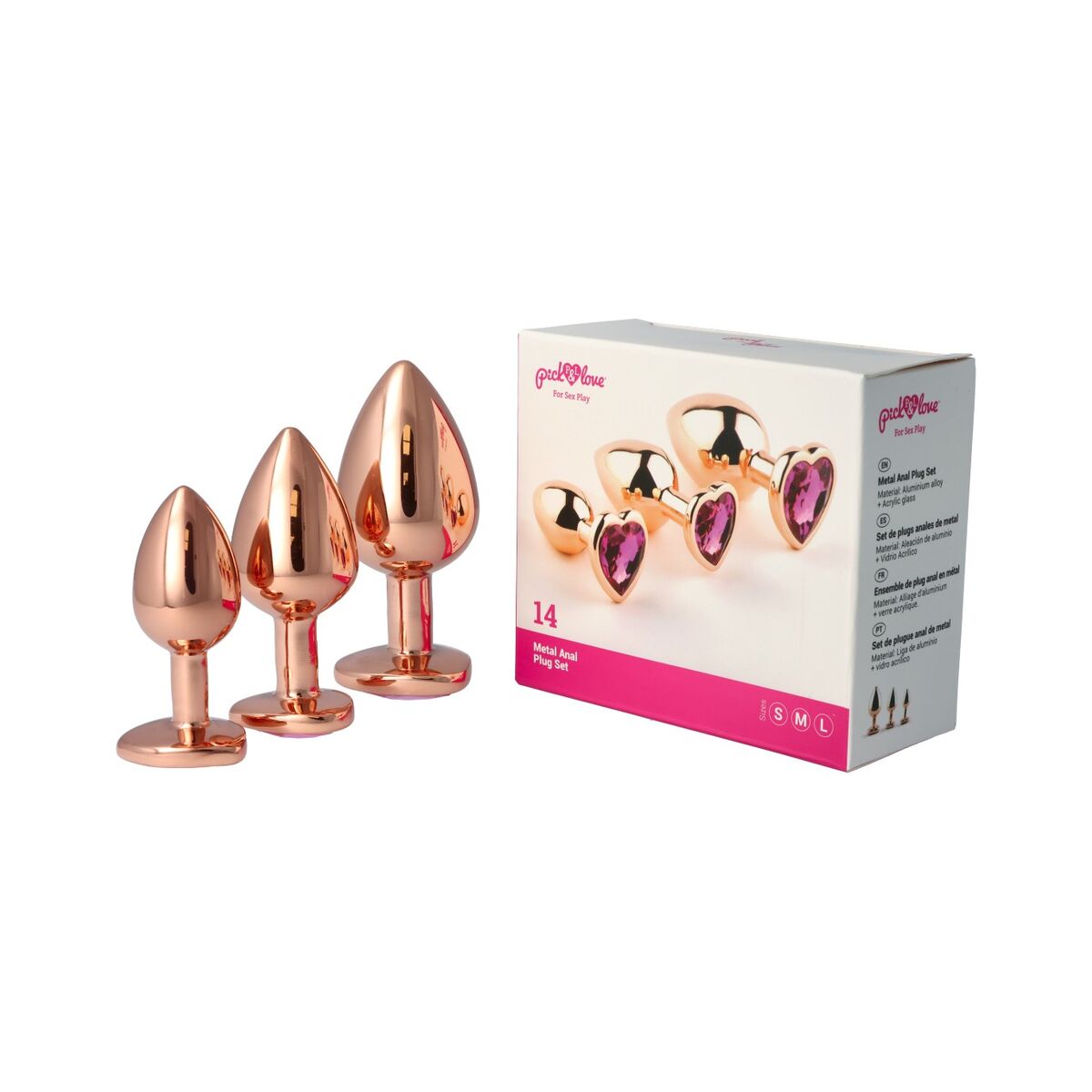 Plug Anal Pick&Love Nº 14 Doré 3 Pièces (8,3 cm) (9,5 cm) (7,6 cm)