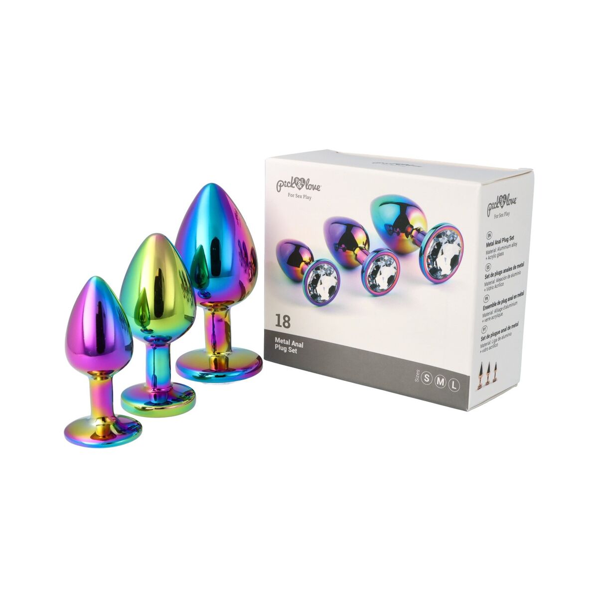 Plug Anal Pick&Love Nº 18 Multicouleur 3 Pièces (8,3 cm) (9,5 cm) (7,6 cm)