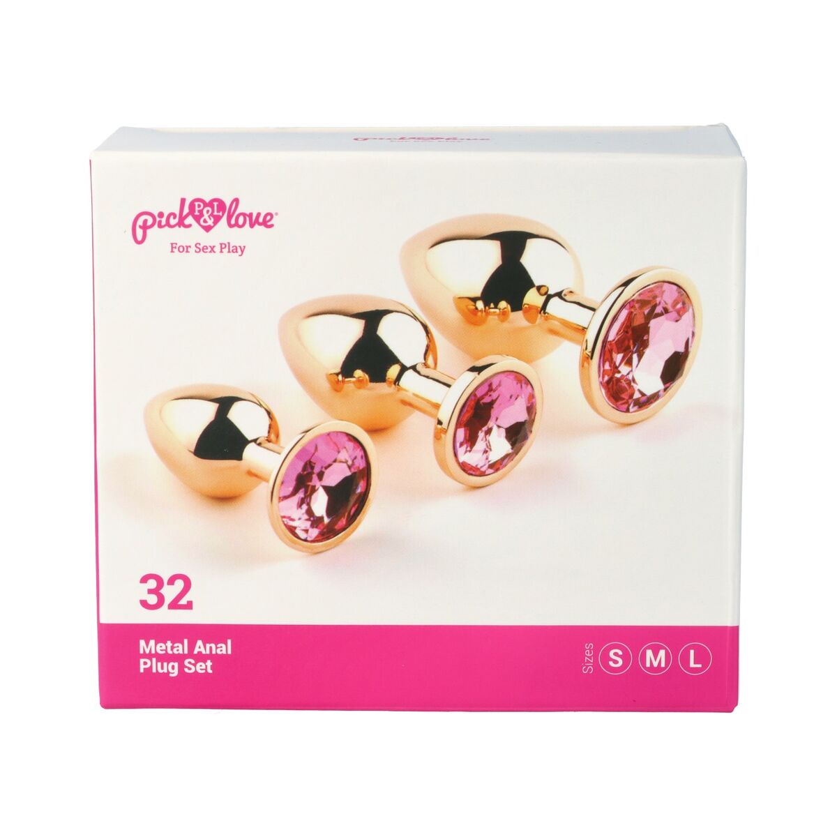 Plug Anal Pick&Love Nº 32 Doré 3 Pièces (8,3 cm) (9,5 cm) (7,6 cm)